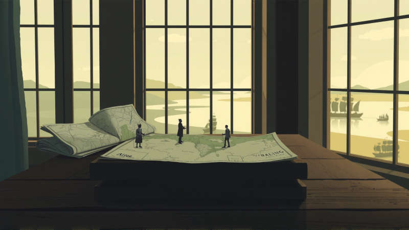 Ilustración serena de un mapa antiguo